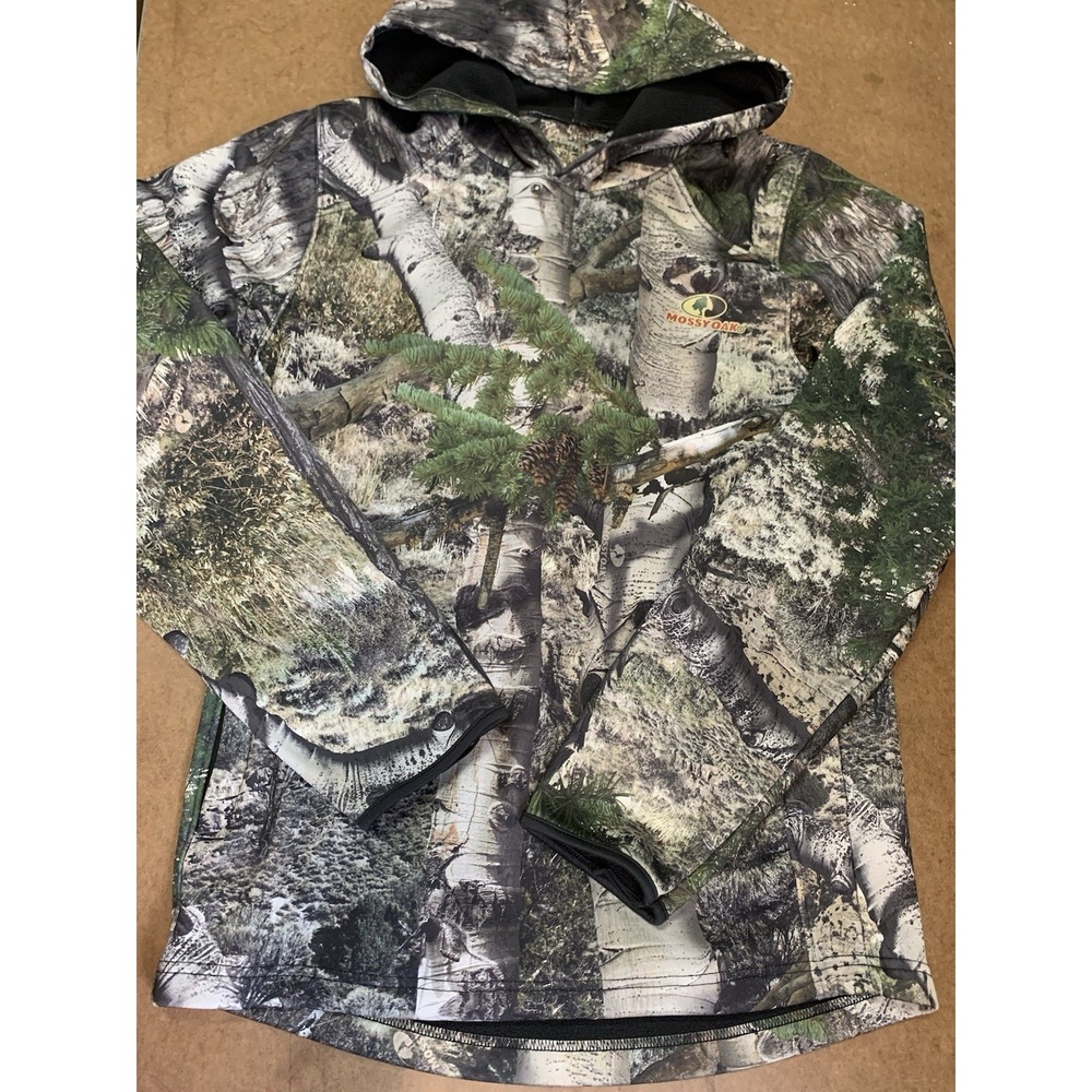 Mens Small Mossy Oak Camo‎ Hunting Hooded Pullover Sweater Neck Gaitor